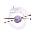 Wool clew. Knitting logo. knitting needles for knitting. Needlework Royalty Free Stock Photo
